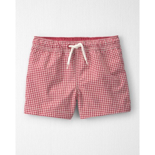 Toddler Boy Recycled Swim Trunks in Red Gingham - Little Planet | Carter's 3T