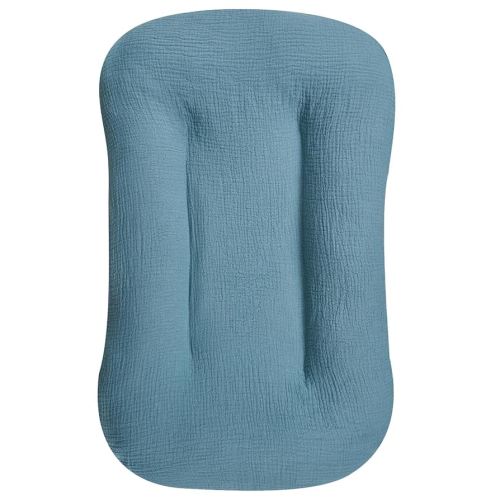 Hooyax Muslin Lounger Cover, Organic Cotton Removable Slipcover for Toddler & Infant, Padded Floor Seat Cover for Boys & Girls, Large Size 37 x 21 Inch, Blue