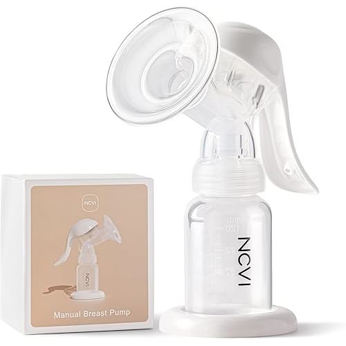 NCVI Manual Breast Pump for Breastfeeding Small Nipple, 20mm Silicone Soft Flange Single Hand Held Pump Breast Milk 4oz, BPA-Free with Two Kinds of Suction Adjusted Suitable for 17/18/19/20mm Nipples