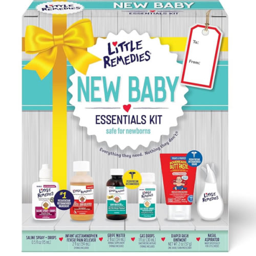 Little Remedies, New Baby Essentials Kit, 6 Newborn Essentials, Saline Nasal Spray, Gas Relief Drops, Gripe Water, Fever Reliever, & Diaper Ointment