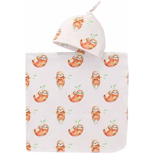 Infant Newborn Baby Soft Cotton Sleeping Swaddle Wrap Blanket + Hat/Headband