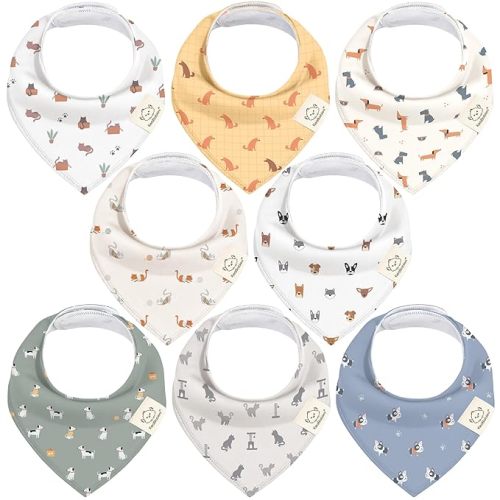 8-Pack Organic Baby Bandana Bibs