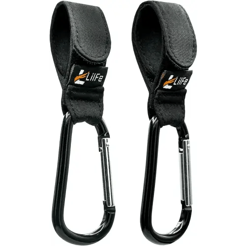 2 Pcs Black Baby Stroller Hooks for Hanging | Multipurpose Stroller Straps with Durable and Stylish Stroller Clips for Diaper Bags | The Perfect Mummy Hook for Pram, Wheelchair, Shopping and Pet Carts