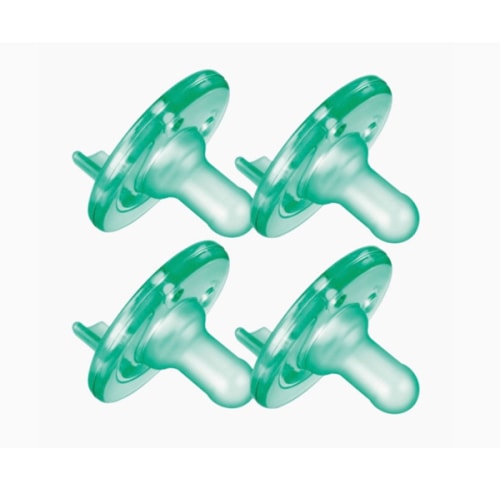 Philips Avent Soothie Orthodontic Baby Pacifiers, 100% Silicone Pacifiers, One Piece, BPA-Free, for Babies 0-3 Months, Green, 4 Pack, Model SCF190/41