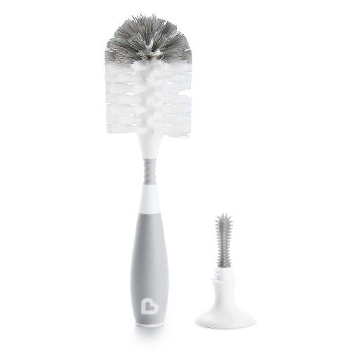 Munchkin Bristle Baby Bottle Brush, Includes Suction Base, Gray, Unisex