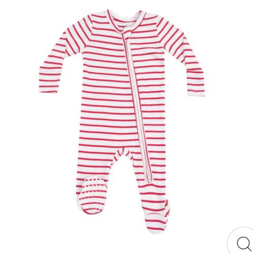 2 Way Zipper Footie - Stripe Vintage Red – Angel Dear