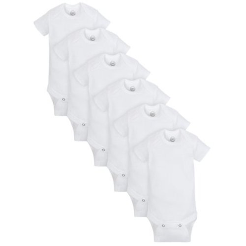 Short Sleeve White Bodysuits, 6pk (Baby Boys or Baby Girls Unisex) - 3 - 6 Months