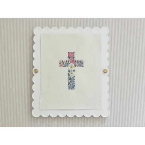 Floral Cross Embroidered Wall Art