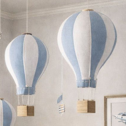 Hanging Textile Baby Blue Hot Air Balloon Kid Nursery Children Room Decor Baby Shower Gift Large 12 in