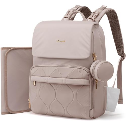LOVEVOOK Diaper Bag Backpack, Baby Travel Bags for Boys & Girl, Toddler Waterproof Diaper Bag w/Changing Pad (Camel, 15.6''-Small)