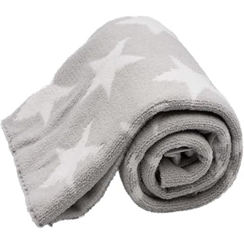 Chenille Baby Blanket - Soft & Plush, Toddler & Baby Blankets, 40x30 Inches (Grey Stars)