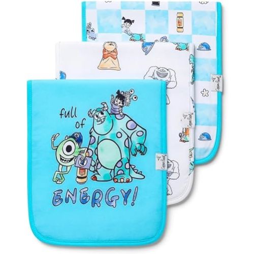 Copper Pearl Premium Baby Burp Cloths - 3-Pack Large Cotton Burp Cloths, Extra Soft Spit Up Rags with 3 Absorbent Layers, Perfect for Baby Boy and Baby Girl Gifts (21" x 10" Size, Monsters Inc Medley)