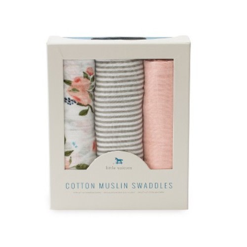 Little Unicorn Cotton Muslin Swaddle 3 Pack - Watercolor Roses
