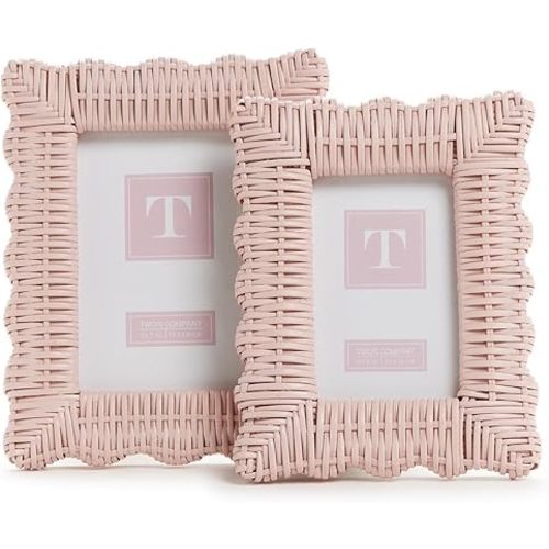 Two's Company Women's Wicker Weave Set of 2 Photo Frames