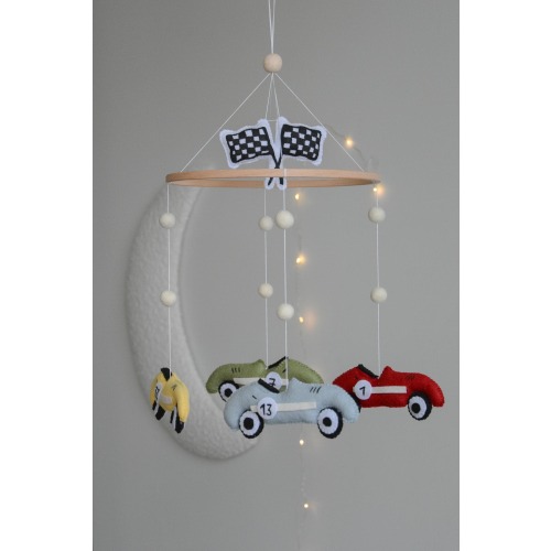 Racing cars baby mobile, Cars nursery mobile, Retro cars baby mobile, Hanging baby mobile, Baby boy shower gift, Racing crib mobile