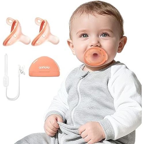 2-Pack Newborn Pacifiers with Clip & Case, 0-6 Months, Breastfeeding Pacifier, Non-Touch Face, Food-Grade Silicone, Hygiene Kit for Babies