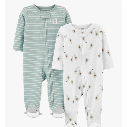 Simple Joys by Carter's Baby 2-Way Zip Thermal Footed Sleep and Play, Pack of 2