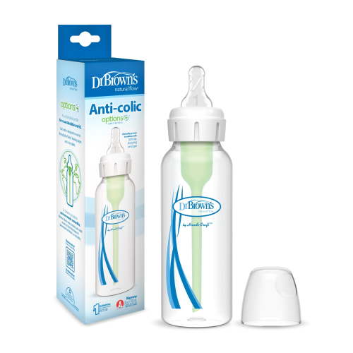 Dr. Brown's Natural Flow Anti-Colic Options+ Narrow Baby Bottle, 8oz, Slow Flow, 0m+, 1 Pack