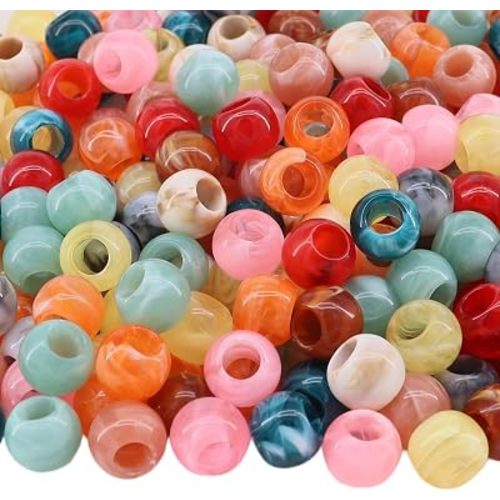 350pcs 12mm Acrylic Colorful Pop Spring Large Hole Rainbow Macrame Beads for Craft Hair DIY Project(Hole:5.5mm)