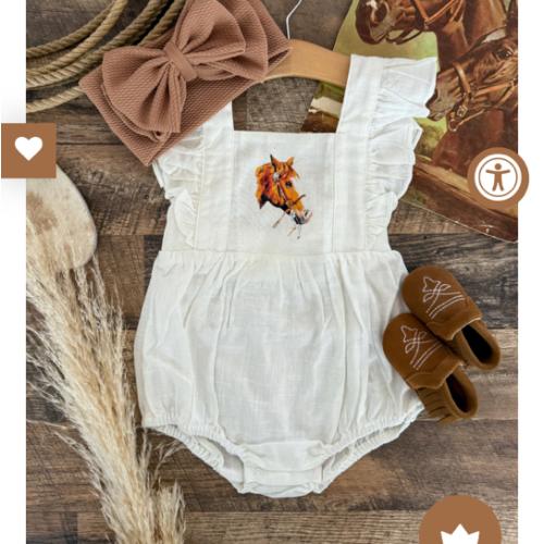 Blazin' Days Horse White Romper
