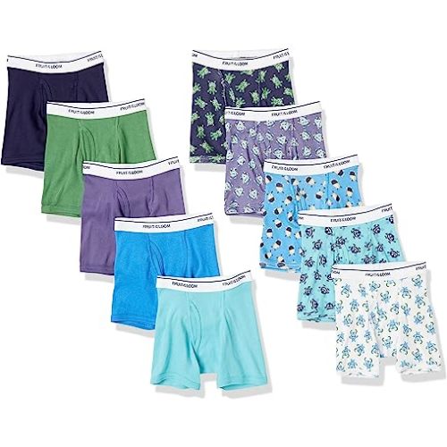 Fruit of the Loom Boys' and Toddler Boxer Briefs, Tag Free & Breathable Underwear, Assorted Color Multipacks