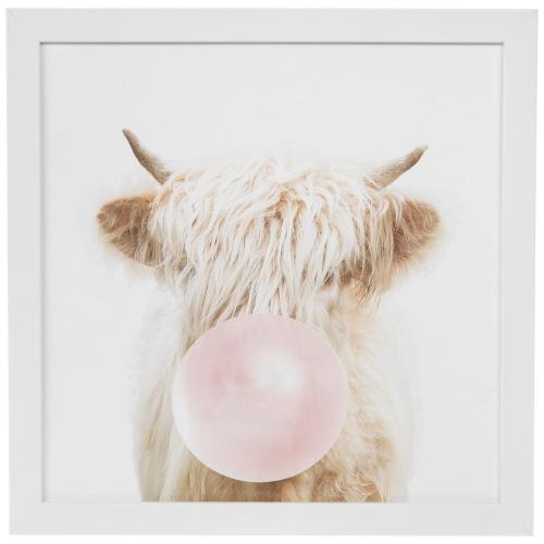 Highland Cow Bubblegum Framed Wall Decor