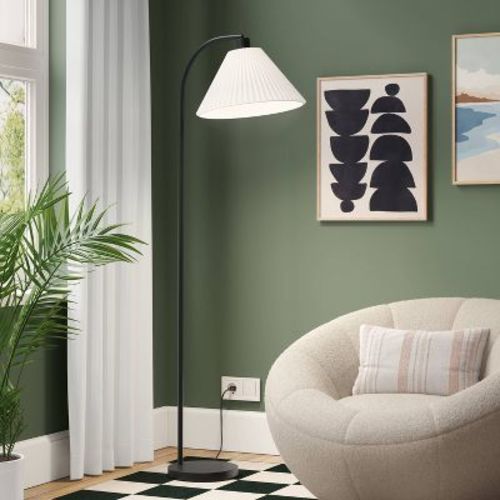 Downbridge Pleated Floor Lamp Black - Room Essentials™: Modern Empire Shade, ETL Listed, 58" Height