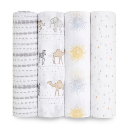 essentials cotton muslin swaddles 4 pack