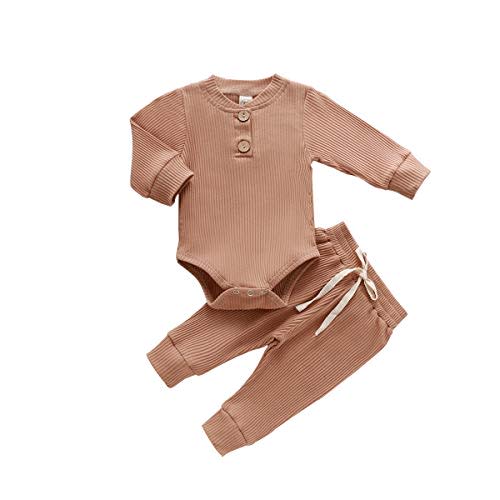 Newborn Baby Girl Boy Fall Clothes 3 6 12 18 24 Months Outfits Long Sleeve Knitted Cotton Romper & Pants Infant Winter Sets