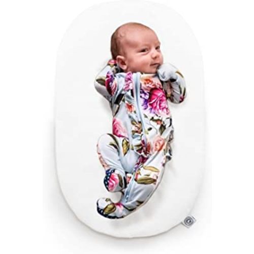 Topponcino Company Organic Baby Support Pillow (Pure White) | The Authentic Montessori Newborn Lounger, Infant Holding Pillow & Tummy Time Mat | Montessori Baby Essential | 100% Organic