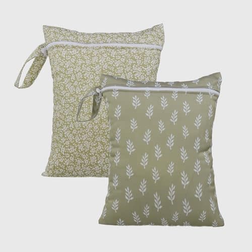 HappyFlute 2pcs Wet Bag Waterproof Bag Set-Cactus and Animal Pattern Wet Bag for Towels,Diaper Bag,Swim Bag,Beach Bag,Gym Bag,Wet/Dry Bag,Wet Clothes Bag,Wet Swimsuit Bag,10.2x14.4 inches.(Flower)