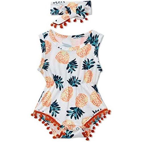 UNICOMIDEA Baby Girls Outfit Newborn Romper Jumpsuits Sleeveless One-Piece Clothes 0-24 Months Bodysuit with Headband