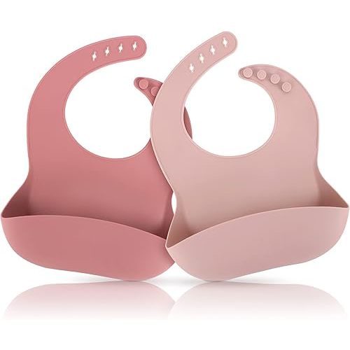 ME.FAN Silicone Baby Bibs for Babies & Toddlers | Adjustable Silicone Bibs 2 Set