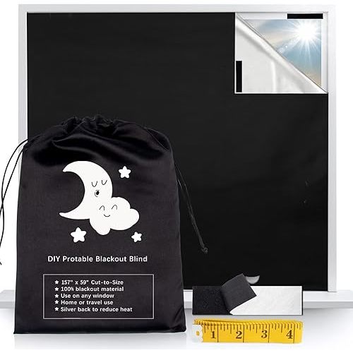 Vanten 2025 Upgraded Blackout Curtains, 157"x59" Blackout Shades,100% Blackout Window Shades with Strong Hook &, Loop Tapes, Temporary Blinds for Baby Nursery, Bedroom, Travel, Cars
