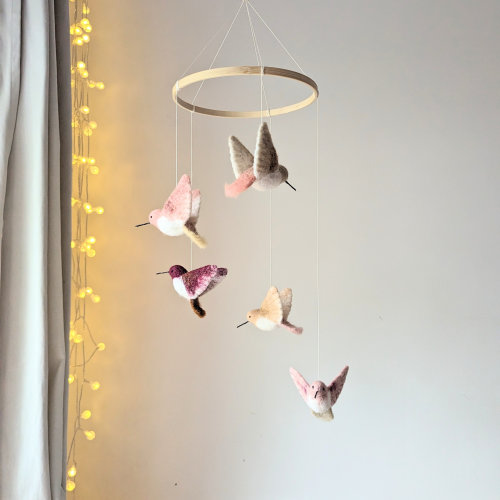 Birds baby mobile, Nursery mobile girl, Crib mobile girl, Nature nursery, Birds baby shower, Hummingbirds mobile, Bird baby mobile