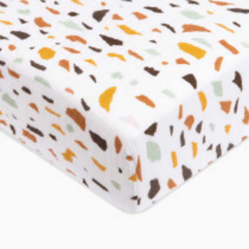 babyletto Crib Sheet in GOTS Certified Organic Muslin Cotton - Terrazzo