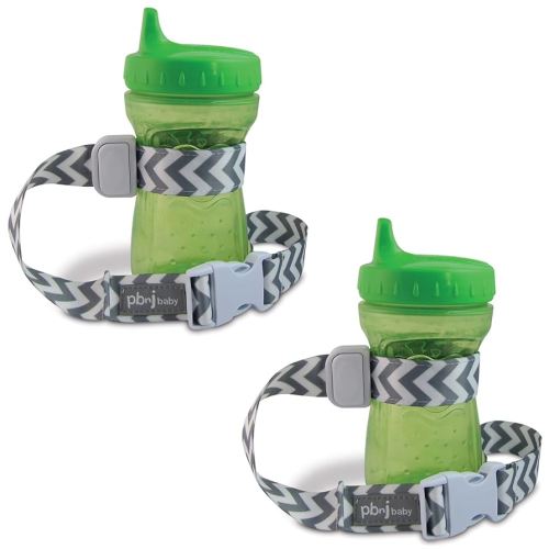 SippyPal Sippy Cup Holder Strap Leash Tether (Gray Chevron 2-Pack)