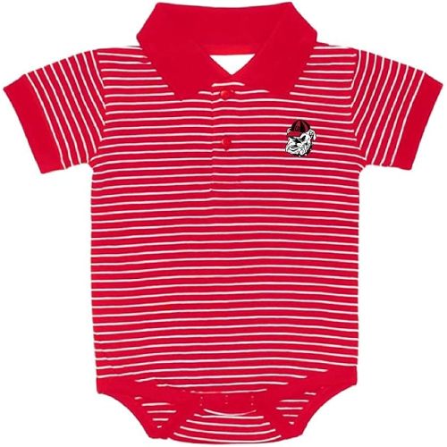 Two Feet Ahead Georgia Bulldogs Striped Golf Polo Baby Bodysuit – Officially Licensed Infant Outfit (6 Months)
