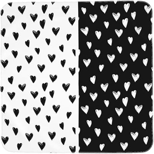 Black White Hearts Pattern Baby Swaddle Blanket Unisex Soft Newborn Swaddle Wrap Blankets Infant Sleep Sack Wrap Neutral Receiving Blanket for Boys Girls 35.4 X 35.4 Inches