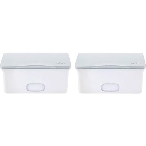 Ubbi Set of 2 Baby Wipes Dispensers with Weighted Plates and Secure Seals, Nursery and Baby Registry Essential to Keep Wipes Fresh and Changing Table Organized, Gray