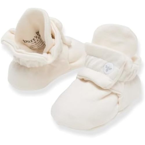 Burt’s Bees Baby Adjustable Baby Booties, 100% Organic Cotton, Easy On and Off Snap Boots, Snug Fit - Baby Essential
