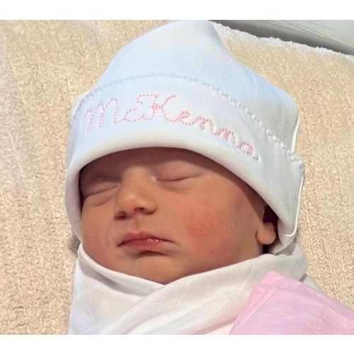 Embroidered Newborn Hat Hospital Coming Home Outfit Baby Name Hat Custom Baby Shower Gift for Gender Reveal Idea Monogram Infant Beanie