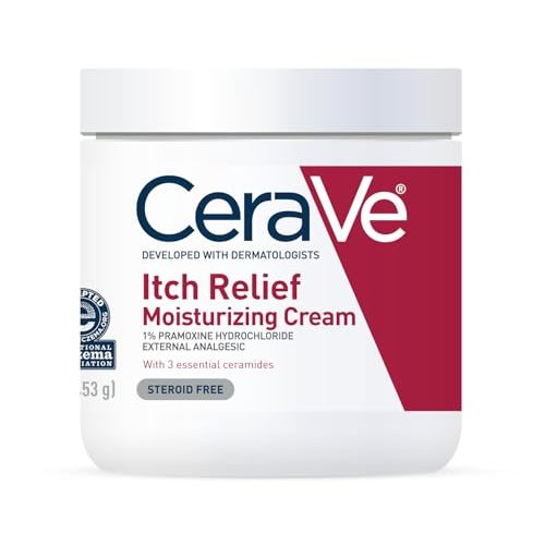 CeraVe Moisturizing Cream for Itch Relief | Anti Itch Cream with Pramoxine Hydrochloride | Relieves Itchy with Minor Skin Irritations, Sunburn Relief, Bug Bites | Fragrance Free | 16 Ounces