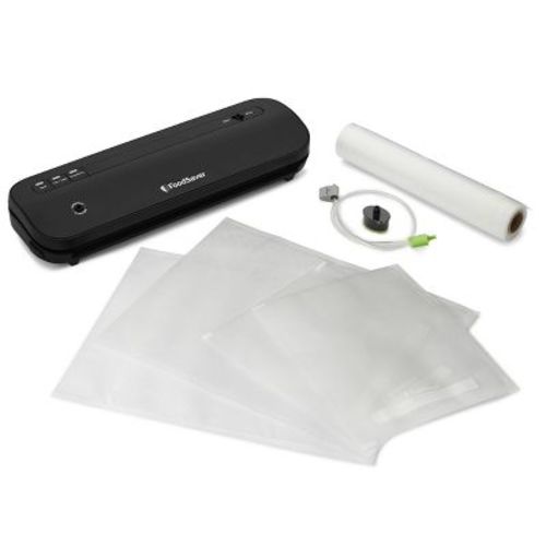 FoodSaver Space-Saving Vacuum Sealer with Bags and Roll Black: Compact Food Savers Vacuum System, Plastic & Metal