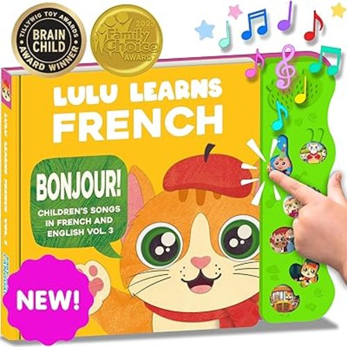 Vol. 3: Musical Baby Book in French, Bilingual Baby Book for Toddlers 1-3, Kids, Girls & Boys, Interactive French Toy for Babies & Children