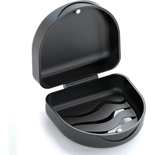 Retainer Case Denture Case: BVN Orthodontic Dental Case, Slim Braces Case, Mouth Guard Case, Denture Box, Teeth Aligner Case, Night Guard Case Container Storage Holder Black