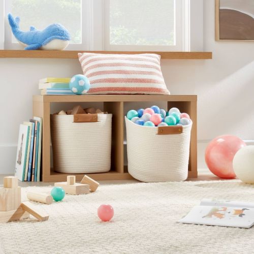 Brightroom 13" Decorative Coiled Rope Basket for Nursery Storage