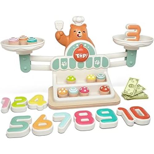 TOP BRIGHT Balance Math Game for Kids, Preschool Math Games for Kids Ages 3-5, STEM Montessori Toys for 2 3 4 Year Old Girls Boys Gifts