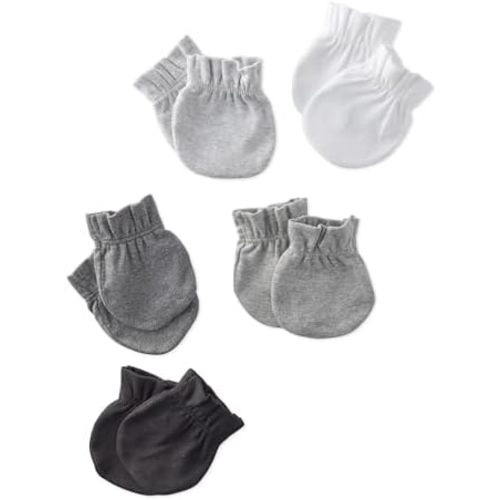 Morgan 5-Pack Mitts 100% Organic Cotton No Scratch Mittens for Newborn Baby Boys & Girls, Sorbet, One Size
