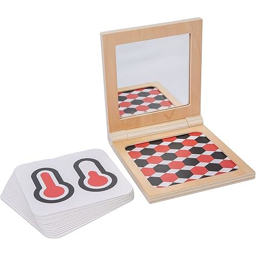 Adena Montessori Black and White Cards Wooden Frame with Mirror Tummy Time Toys 0-3 Months for Newborn